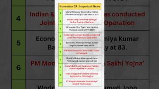 Top 10 Current affairs |  November Current Affairs #currentaffairstoday  #currentaffairs #viralshort