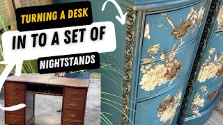 From Old Desk to Stunning Nightstands | DIY Furniture Flip with Mouldings & @paintcouturepaint