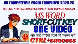 MS WORD SHORT-CUT KEY ALL 2025-26 EXAM || COMPUTER PREVIOUS YEAR PAPER MCQ #computer #ssccglcomputer