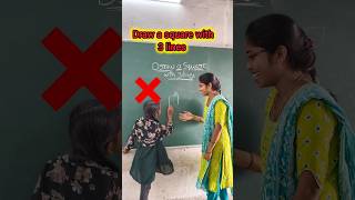 Draw a square with 3 lines #iqtest #braintest #schoollife #maths #education #yt #puzzle #funny