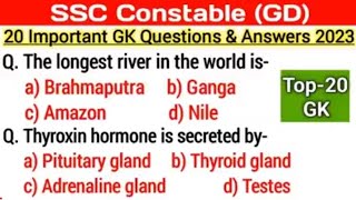 SSC GD GK // SSC GD GK GS//SSC GK CLASS // SSC GD CONSTABLE GK CLASS 2022 -2023