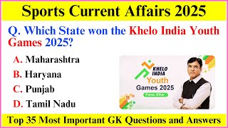 Sports Current Affairs 2025 | Sports Current Affairs | 2025 Sports Current Affairs | Sports GK 2025