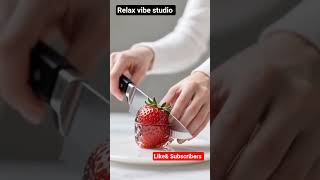 Slow Motion Strawberry Slice✨|You Won't Believe What Happens When I Slice This Crystal Strawberry!🍓🔪