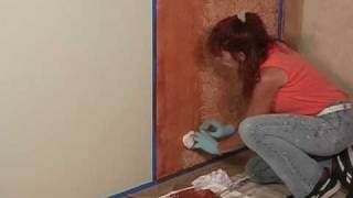 How-to faux paint a vertical pattern ragging faux finish or rag paint technique.