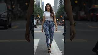 Jenny Wearing Trendy Circuit Design Denim Pants #fashiontrends2025 #fashiontrend