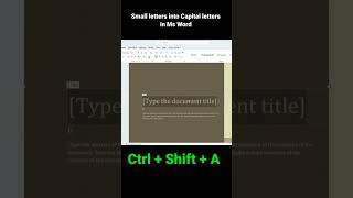 How to Convert All Small Letter In Capital Letter In MsWord #youtubeshorts #laptop #shortcut #shorts