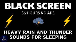 🔴 Heavy Rain and Thunder Sounds for Sleeping - Black Screen | Non-Stop Rainfall for Peaceful Sleep