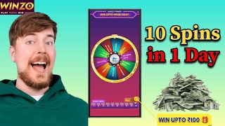 WinZO Spin10 Days ll WinZO App Se Spin Karke Paisa Kaise kamaye 2025 ll WinZO Spin and Win Upto ₹100