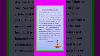 Short Speech On Yoga Day 2025/Yoga Day Speech in English/Speech On International Yoga Day