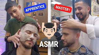 Turkish Barber Full Service ASMR - Master & Apprentice Show Their Skills