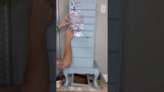 Using the Bohemian Wedding transfer by Dixie Belle on a jewelry armoire makeover #paintedfurniture