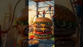 "50 STRANGERS Create ONE MEGA BURGER, JUICE & CAKE! (Chaos Ensues) �🍔🎥 #FoodCollabChallenge