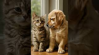 Purrfect Pals: Kitten & Puppy #kitten #funnyanimals #cutepets #catstagram