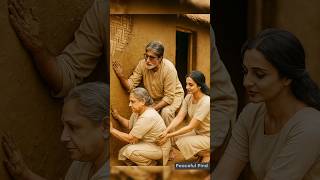 Amitabh, Jaya & Rekha Applying Clay on Village Walls | Beautiful Desi Life Moments | #Shorts #viral