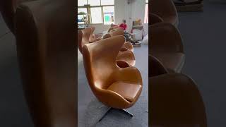 Egg chair in brown vintage leather .    #eggchair #midcenturyfurniture #modernclassicfurniture