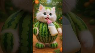 watermelon kitten runs through an orchard😻🍼#shorts #shortsfeed #dudidudidam #catshorts #cutecat