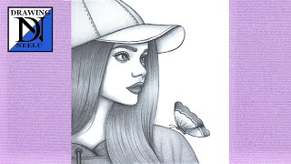 How to Draw a Beautiful Girl with a Butterfly || Easy Pencil Sketch || Girl Drawing
