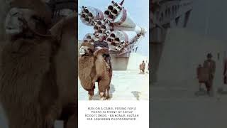 Man on Camel Poses with Soyuz Rocket 1980s - Baikonur Nostalgix Space History