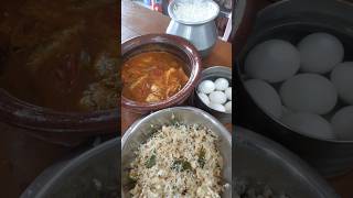Today's lunch  saatham, Karapodi kathrikai meen kuzhambu ,Muttakose poriyal,Boiled egg #shortvedio