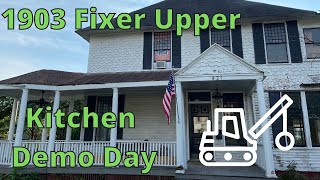 1903 Victorian Fixer Upper, Kitchen Remodel Demo Day, 100 year old Cedar, Day 4