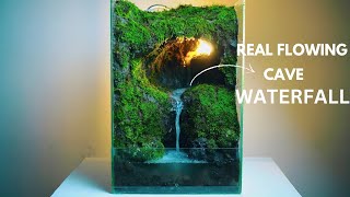 I made a cave waterfall Paludarium in a glass tank