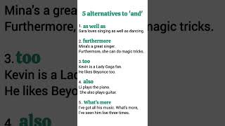 5ways to say 'and'  english learning #toeflwritingtips #advancewriting