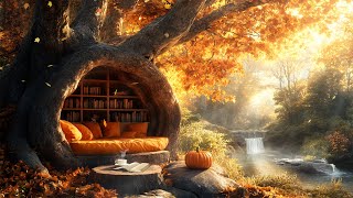 Magic Bookstore Hole Reading Nook 🍂 Cozy Autumn Music & Fantasy Nature Ambience