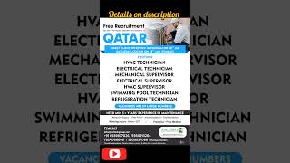 Free recruitment to Qatar - Maintenance Company #freerecruitment #freevisajobs #freejobalert