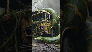 The Jungle's Deadly Embrace: A Giant Serpent Constricts an Abandoned Bus