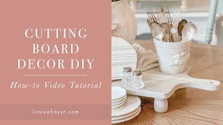Cutting Board Decor DIY, French Cottage Farmhouse Wood Riser DIY