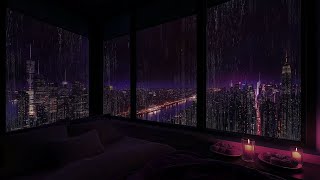 Rainy Night in the City | Gentle Rain Sounds for Deep Sleep, Relaxation | Rain Ambience White Noise