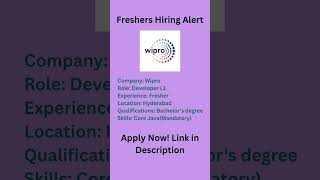 Wipro is hiring Freshers #fresherjobs #techjobs #jobs2025 #itjobs  #internship #freshers
