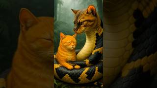 “Orange Cat & Cat-Headed Snake: An Unseen Bond” #AImeowTales #OrangeCatStory #KindnessTales #aicat