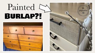 Jaw Dropping Dresser Makeover!! Putting BURLAP on Furniture!?