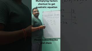 Multiplying factors shortcut to get quadratic equation 🔥💯👍 #quadraticequations #maths #mathstricks