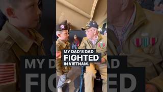 A special moment between World War II Veteran Dennis Boldt & the grandson of a Vietnam Veteran.