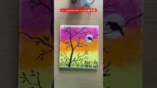DIY easy landscape drawing #viralshotsvideo #trendingshots #diycraftideas #pasteldrawing #diyart