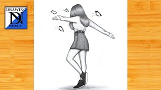How to draw a Girl with Butterfly -Girl drawing very easy || Pencil sketch for beginner || Drawing