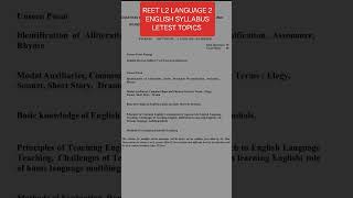 Reet L2 language 2 English syllabus letest topics