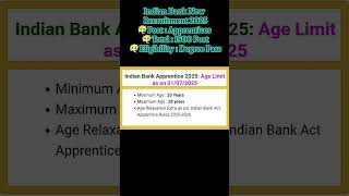 Indian Bank New Recruitment 2025 Post #Governmentjob