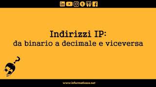 Conversione binario-decimale indirizzo ip