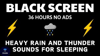 🔴 Heavy Rain and Thunder Sounds for Sleeping - Black Screen | Peaceful Rainstorm, Live Stream