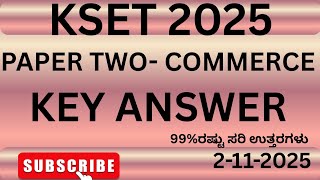 KSET 2025 PAPER TWO- COMMERCE KEY ANSWERS 