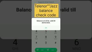 how to Telenor Jazz balance check code || jazz balance check karnay ka tariqa|| #shorts #viral#short