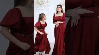 Elegant Matching Mother-Daughter Dress | Stunning Red Gown Look! 👗❤️ #shorts