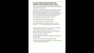 ETS MFT MBA EXAM QUESTIONS AND ANSWERS 100% SOLVED Newest 2025