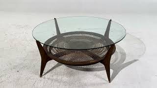 Erno Fabry Mid Century Walnut and Cane Coffee Table