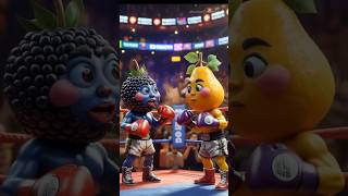 Strawberry vs Grapes in a Boxing Ring! Who Will Win? #shorts #fruitFight #hartoon 🥊🍓🟣