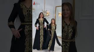 Elegant Mother Daughter Matching Dress | Black & Gold Arabic Kaftan Look ✨ #shorts