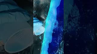 Making Resin Wave Art with Salvaged Window! #shorts #resinart #diy #homedecor